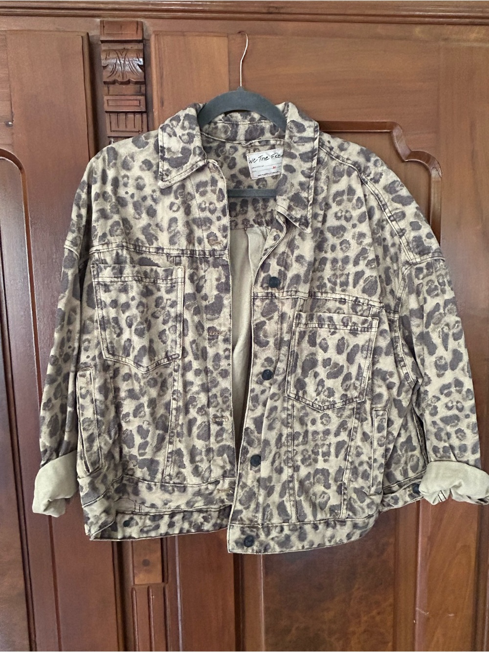 Free People Leopard-Print Utility Jacket in Tan and Brown